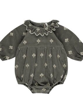 Rylee + Cru Freya Fine Corduroy Bubble Romper with Blossom Embroidery